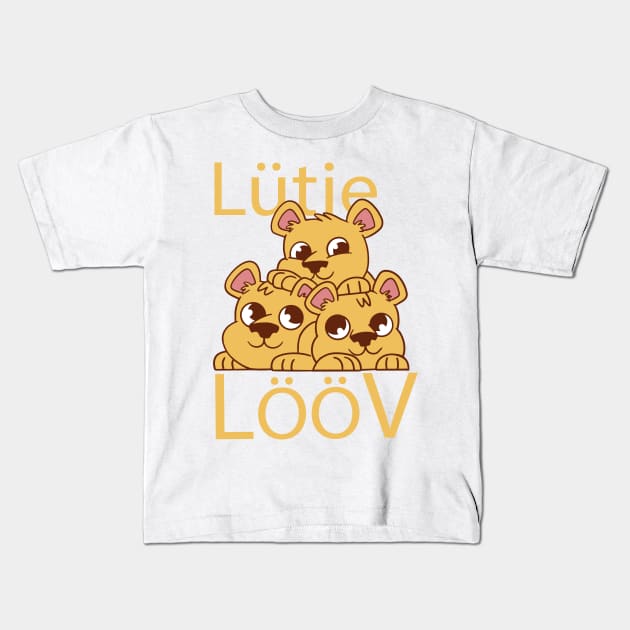 Lütje Lööv Low German Little Lion Kids T-Shirt by DormIronDesigns